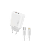 Dudao A6XSEUL Adapter 22,5Watt 1xUSB-C + 1xUSB-A (1m USB-C to Lightning cable included)