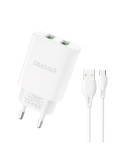 Dudao A2EUT Adapter 12Watt 2xUSB-A (1m USB-A to USB-C cable included)