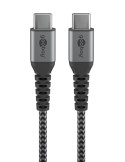 Goobay - USB-C ™ to USB-C ™ Textile Cable with Metal Plugs (Space Grey/Silver), 1 m