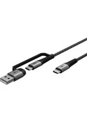 Goodbay 2-i-1 USB-C til USB-C/USB-A ladekabel 3 meter