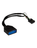 Inter-Tech USB 3.0 USB intern adapter 15cm Sort