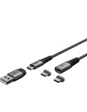 Goobay USB Type-C 2.0 Magnetisk kabel med adapter 1 m Grå