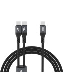 Dudao L3F 2-i-1 USB-C til 2x USB-C 100W 1,2m Sort