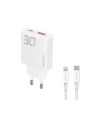 Dudao A30EU Adapter 30Watt 1xUSB-C 1xUSB-A (USB-C to Lightning cable included)