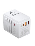 Dudao A35Pro Universal Travel Adapter 35Watt GaN 3xUSB-C + 2xUSB-A White