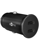 Dual-USB-C PD Auto Fast Charger (Power Delivery), black - 30W (12/24V) suitable for devices with USB-C